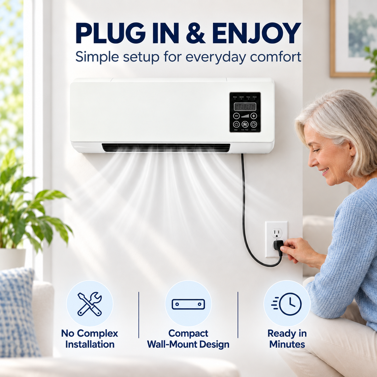 ❄️🔥 2-in-1 Wall-Mounted Cooling & Heating Unit – Remote Control