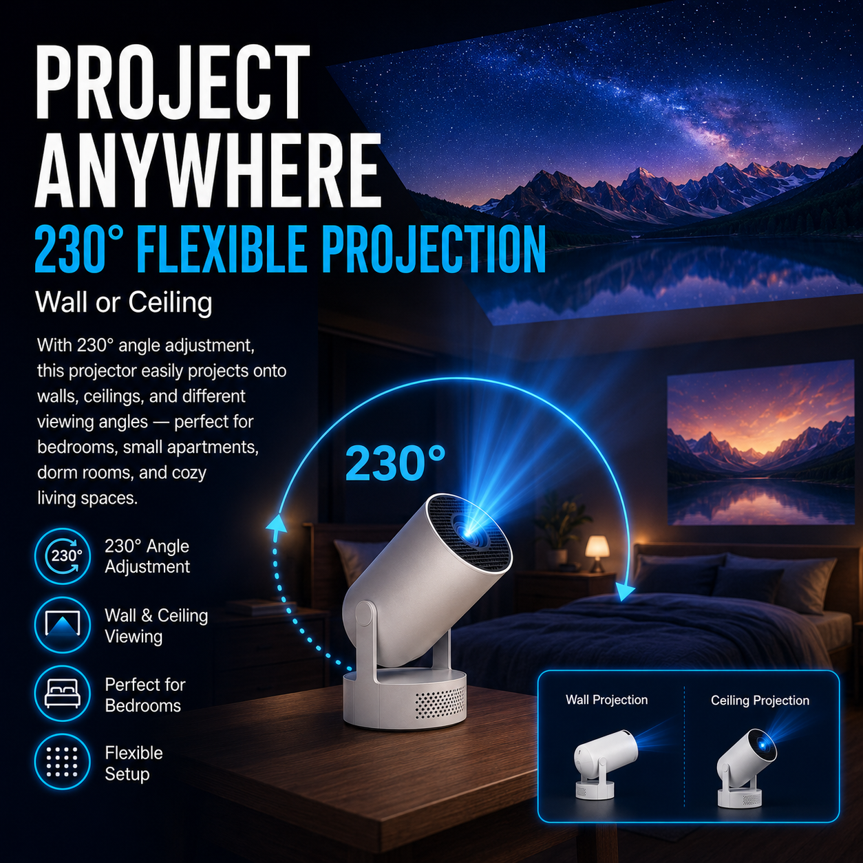 🔥 Over 50% OFF Today! 📽️ Mini Short-Throw Projector for Home Theater