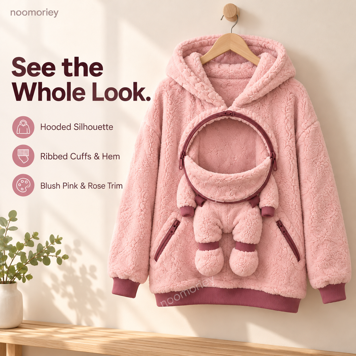 🧸🤱 Mom & Baby Plush Hoodie – Cozy Hands-Free Warmth for Cuddly Days