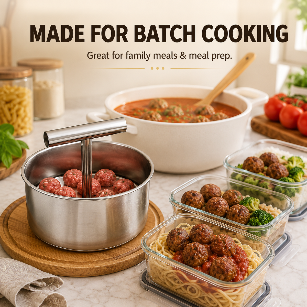 🍲 Easy-Press Meatball Maker – Stainless Steel 6/12-Hole Kitchen Tool