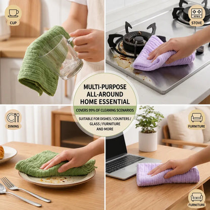 20 PCS Tearable Antibacterial Cleaning Cloths, 10A-Grade Reusable Wet/Dry Lint-Free Rags, Streak-Free Scrubbing Towels for Kitchen, Car, Glass & Electronics (10″x10″)