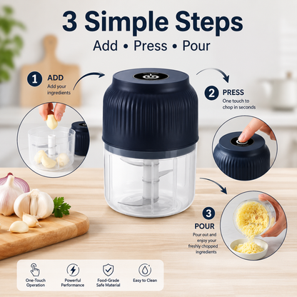 One-Touch Mini Food Chopper 🧄 – Quick Garlic & Vegetable Prep