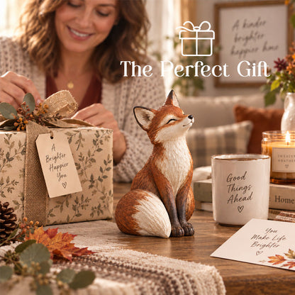 🦊 Charming Fox Figurines – Rustic Woodland Decor for Shelves & Cozy Spaces