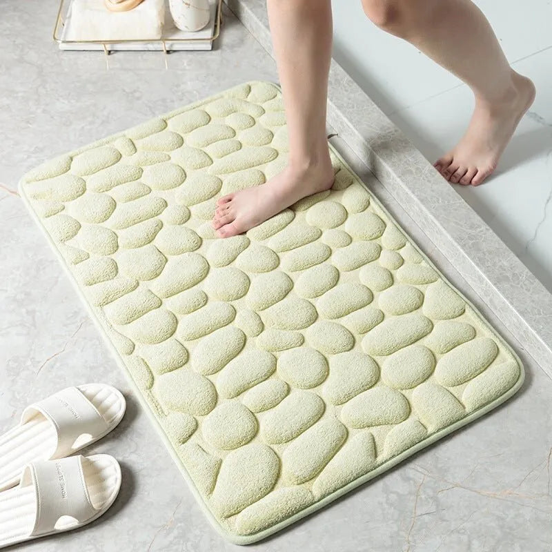 🛁 Cobblestone-Textured Bath Mat – Soft Bathroom Rug, Gray 40×60cm