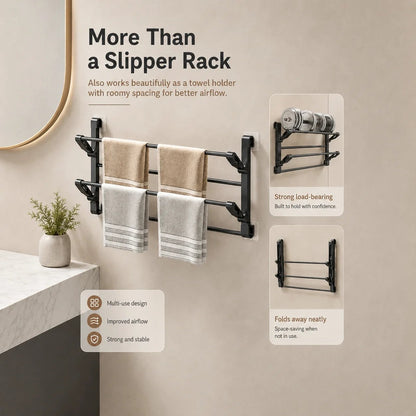 🪑 Foldable Wall‑Mounted Shoe Rack｜Space‑Saving Hanging Slipper Holder for Entryway Bathroom RV