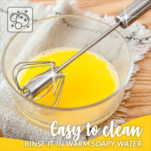 🥄 Semi-Automatic Stainless Steel Whisk – Easy Push-Down Mixing Tool