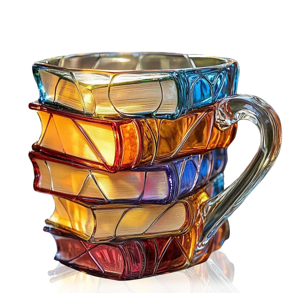 📚 Hand-Painted 3D Book Stack Glass Mug – Cozy Reader Gift, Only 7 Left ☕