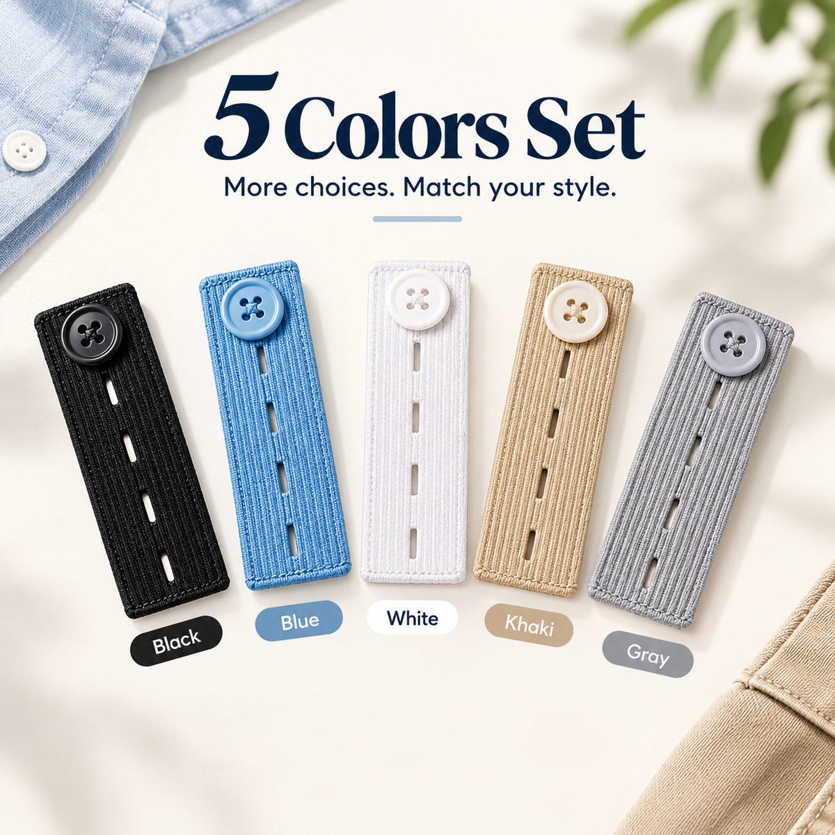 👖 5-Piece Waistband Extender Buttons – Adjustable Fit for Everyday Comfort