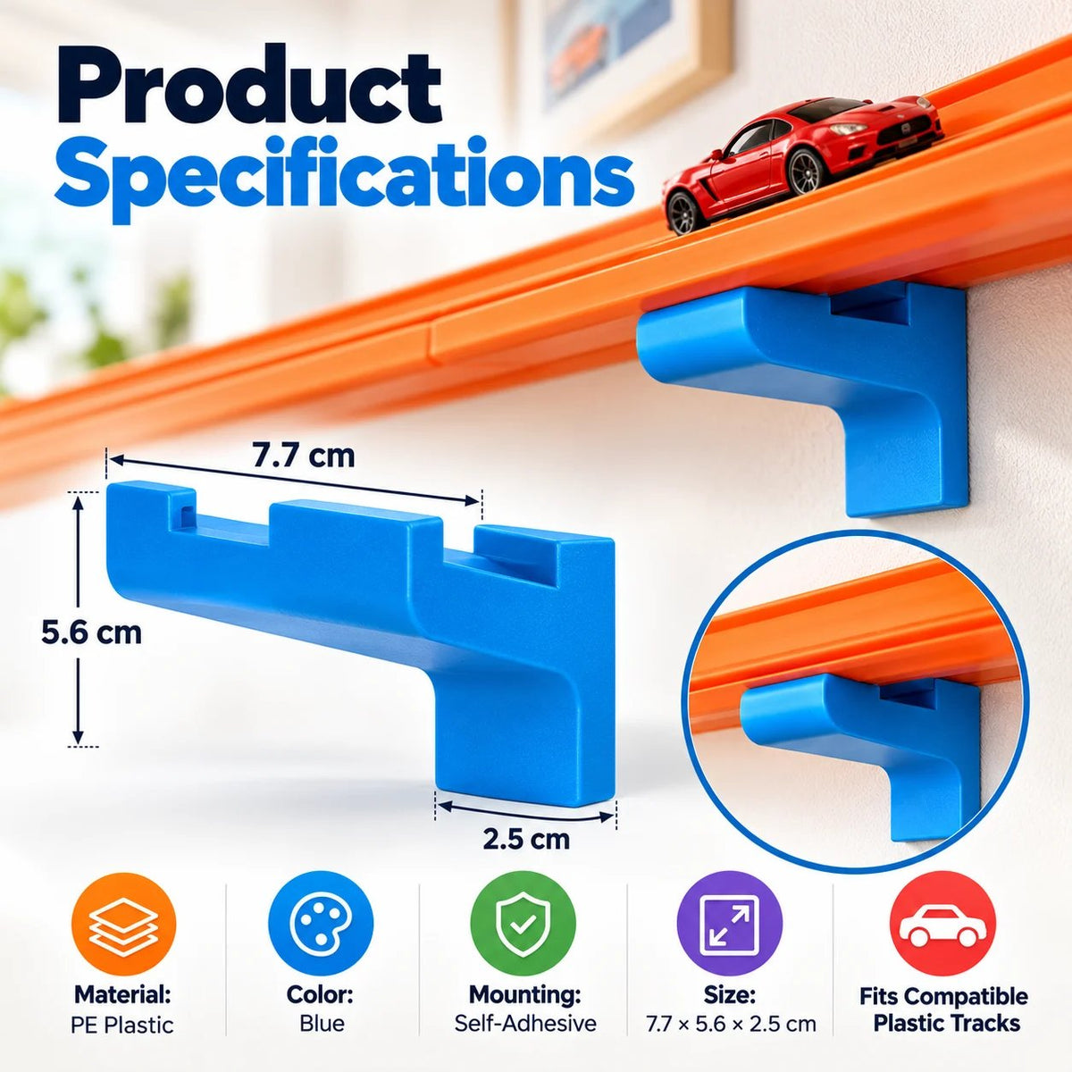 🌹Wall-Mounted Toy Car Track Brackets (5/10 Pack) – No-Drill Adhesive Holders for Elevated Racing Fun 🏎️🚀