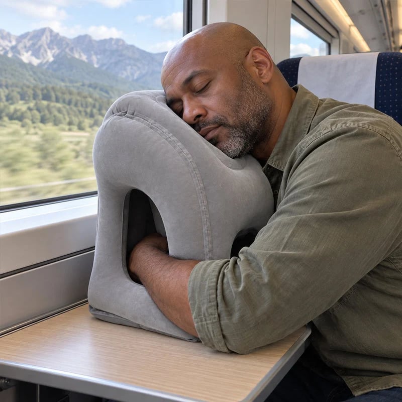 Inflatable Travel Comfort Pillow ✈️ – Lightweight Foldable Neck, Face & Arm Support