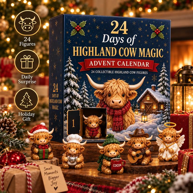 🐮 Highland Cow Christmas Countdown Calendar – 24 Days of Cozy Farmhouse Surprises 🎄✨