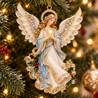 Heavenly Angel Christmas Ornament –  Crystal Star, Heaven’s Gate & Nativity Faith Keepsake Collection