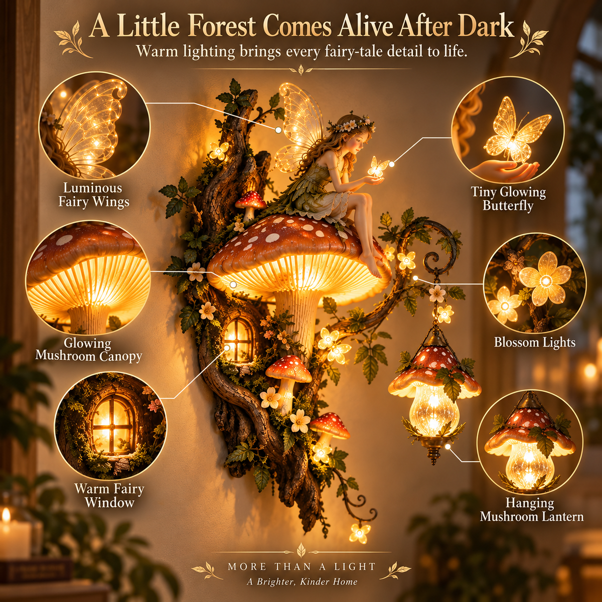 ⏰ Limited Stock 50% OFF 🍄 Fairywood Mushroom Wall Light – Cozy Woodland Glow