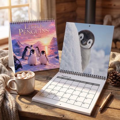 🐧 Penguin Wall Calendar 2027, Cute Monthly Planner With Notes At Home