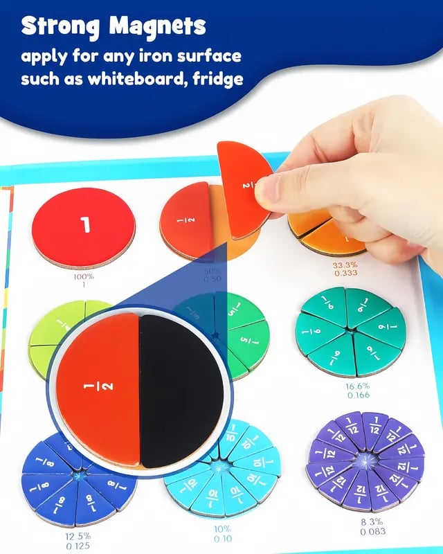🧩➗ Magnetic Fraction Learning Set – Make Fractions Easy to See & Understand