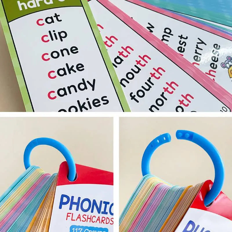 🌟 Phonics Flash Cards for Preschoolers, 117 Sound Families and 900+ Rhyming Words for Fun Early Reading Practice – 1 Set