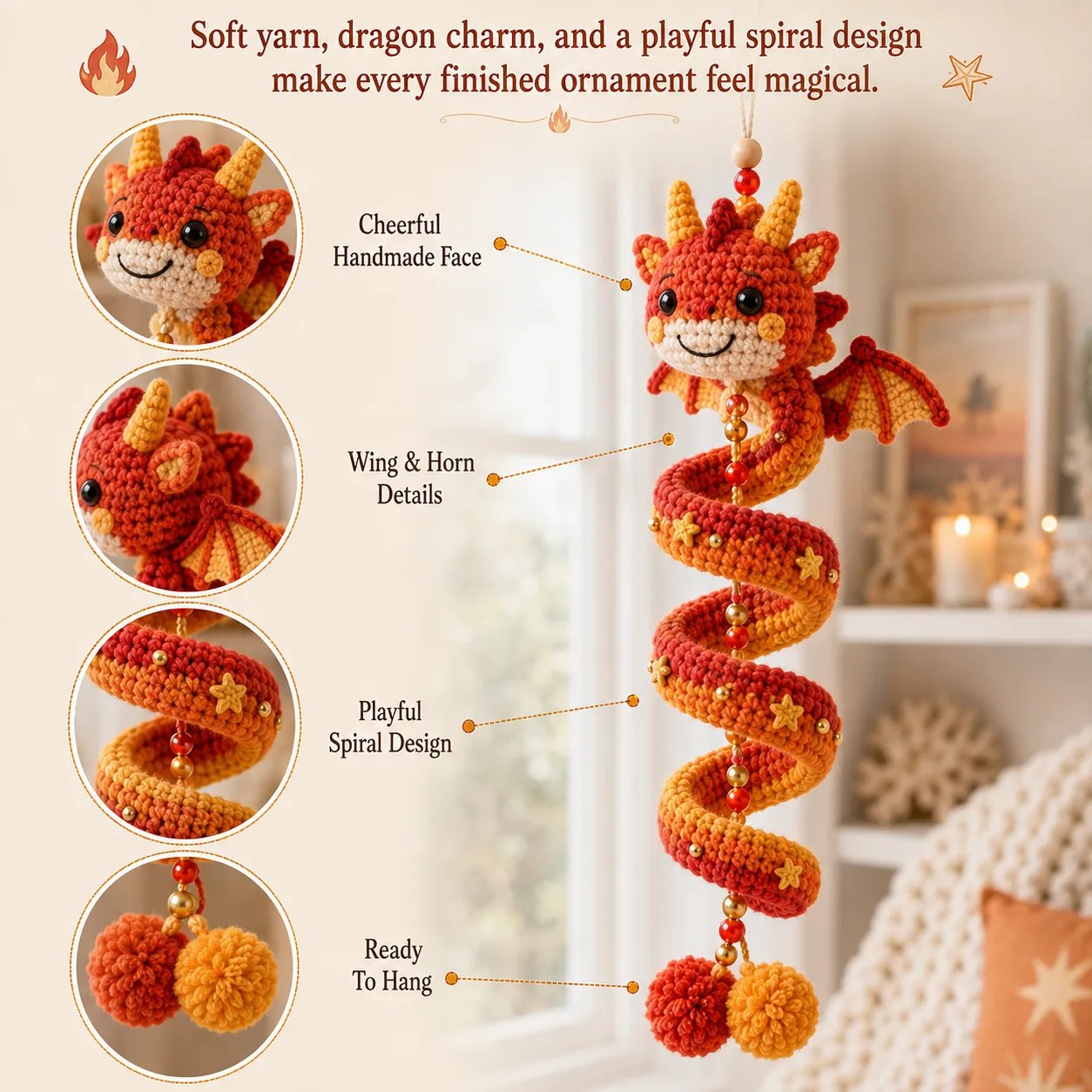 🐉 Beginner-Friendly DIY Enchanted Dragon Spiral Hanger Kit | Complete Set with All Supplies & Step-by-Step Instructions ❤️