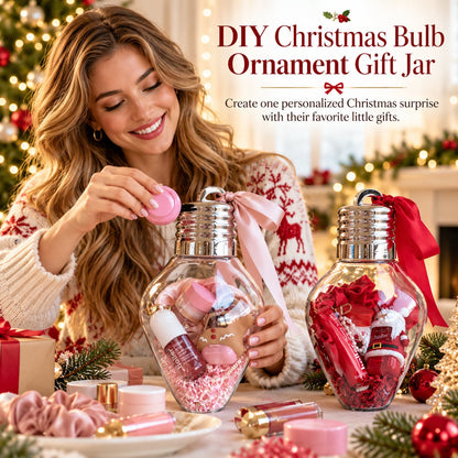 DIY Christmas Bulb Ornament Gift Jar