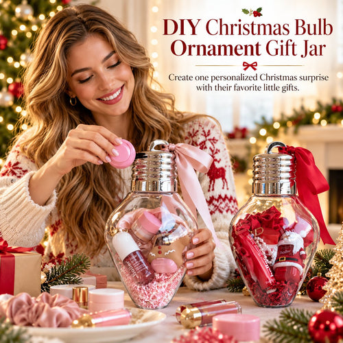 DIY Christmas Bulb Ornament Gift Jar