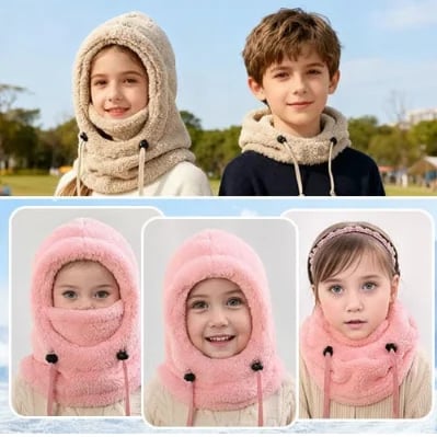 ❄️ Kids' 3-in-1 Fleece Winter Hood – Cozy Cold-Weather Headwear