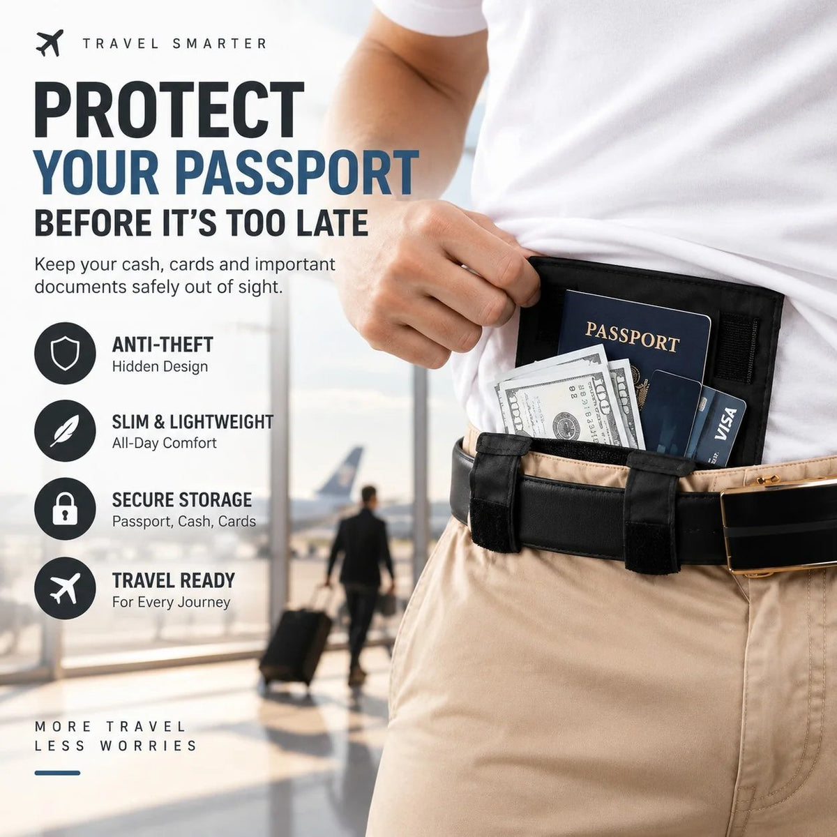 Last Day 49% OFF 🔥 Slim Passport Belt Wallet – Discreet Storage for Travel Essentials
