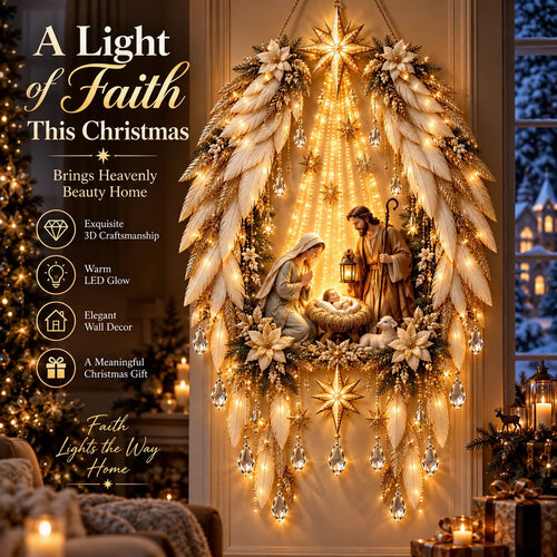 ✝️ Angel Wings of Faith – Lighted Nativity Christmas Decor