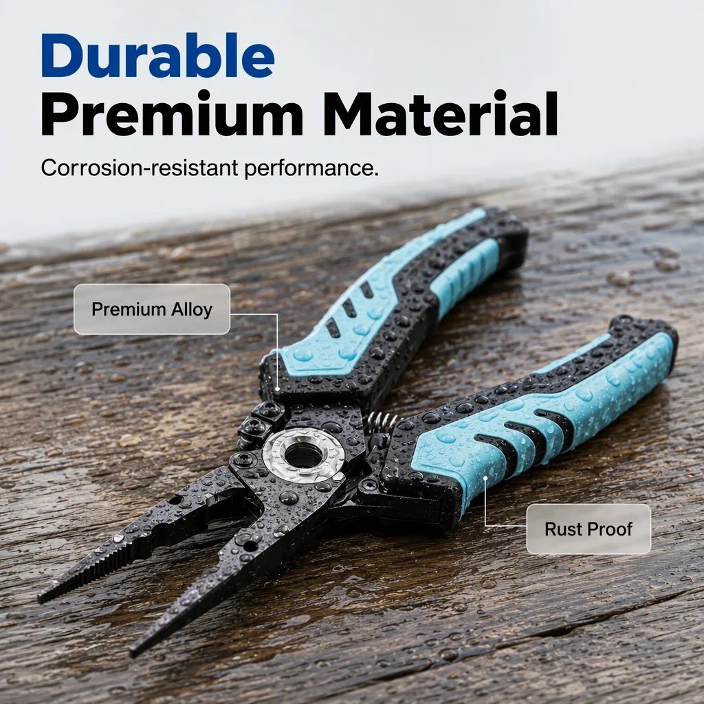 🎣 7.5" Stainless Steel Fishing Pliers – Hook Remover & Line Cutter