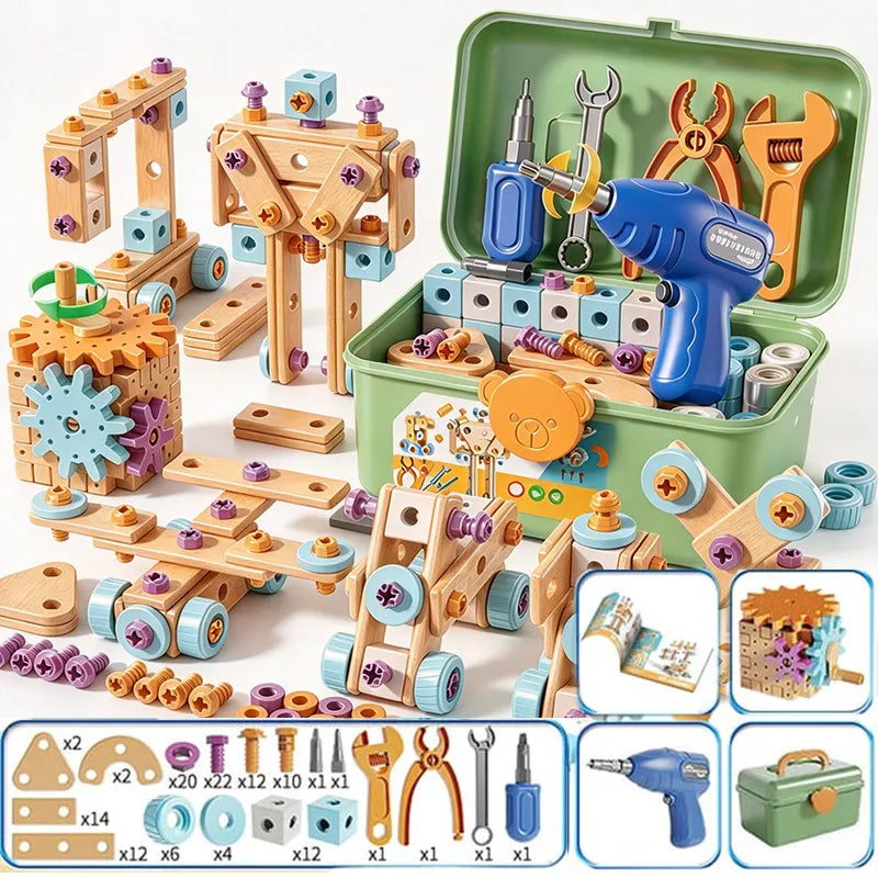 🔧🧒 Children's Educational DIY Tool Kit – STEM building set with electric drill, 124+ pcs & storage box. Encourages creativity, logic & fine motor skills – perfect for little builders! 🛠️✨