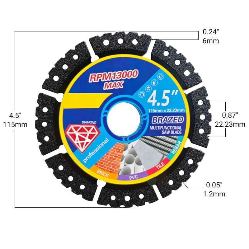 4.5" Multi-Material Diamond Cutting Blade 💎 – Heavy-Duty Saw Disc