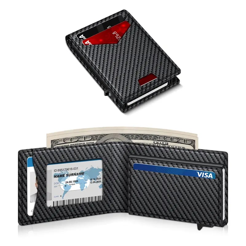 ⚡ Men's Slim RFID-Blocking Pop-Up Bifold Wallet with Quick-Access Card Holder
