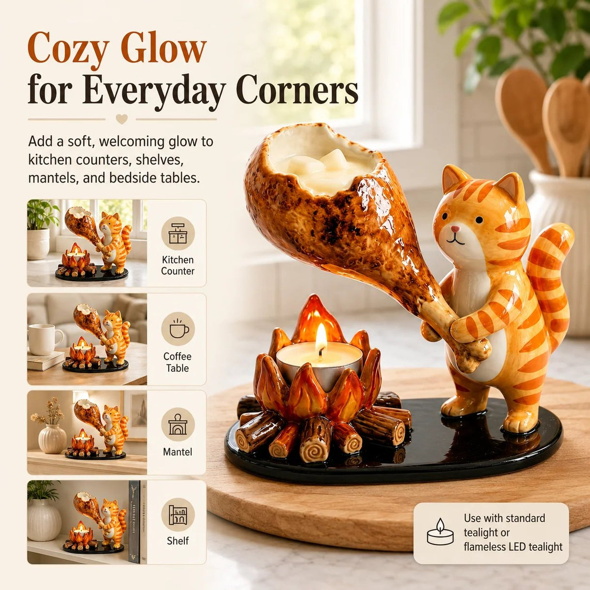 🐱🔥Cute Animal Campfire Tealight Candle Holder- 3 Styles Available