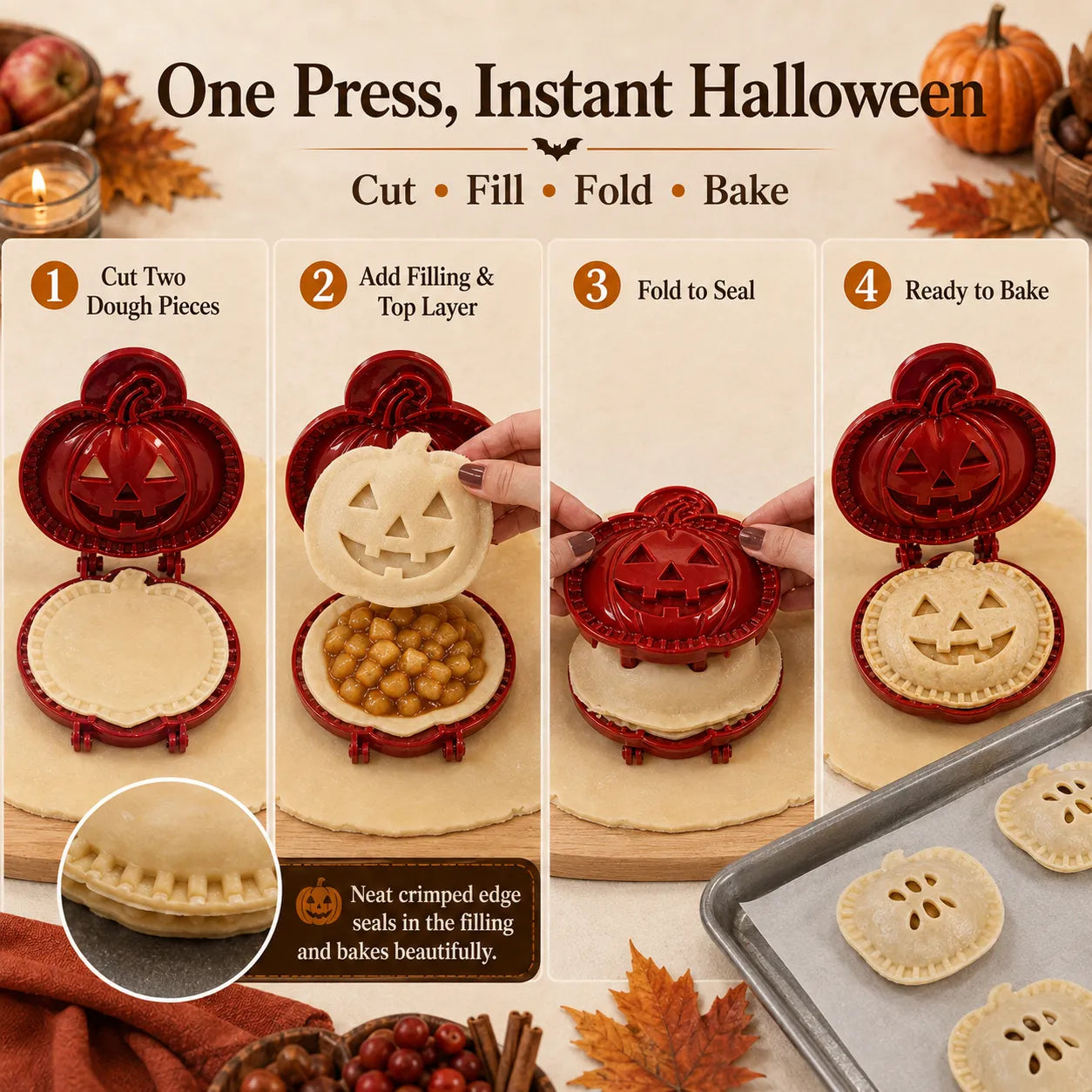 🎃 8-Piece Halloween Mini Hand Pie Mold Set✈️