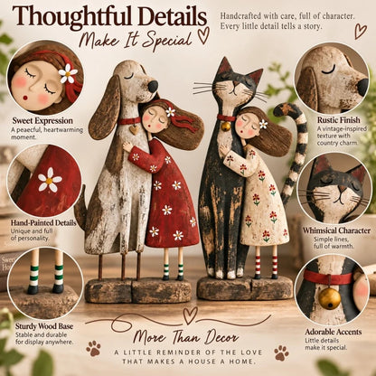💕Girl & Her Best Friend Folk Art Figurine