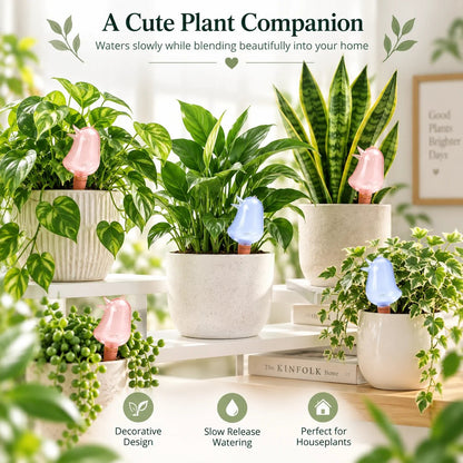 💧 Keep Plants Hydrated While You’re Away – Adjustable Blue Plant Watering Stakes, 4-Pack