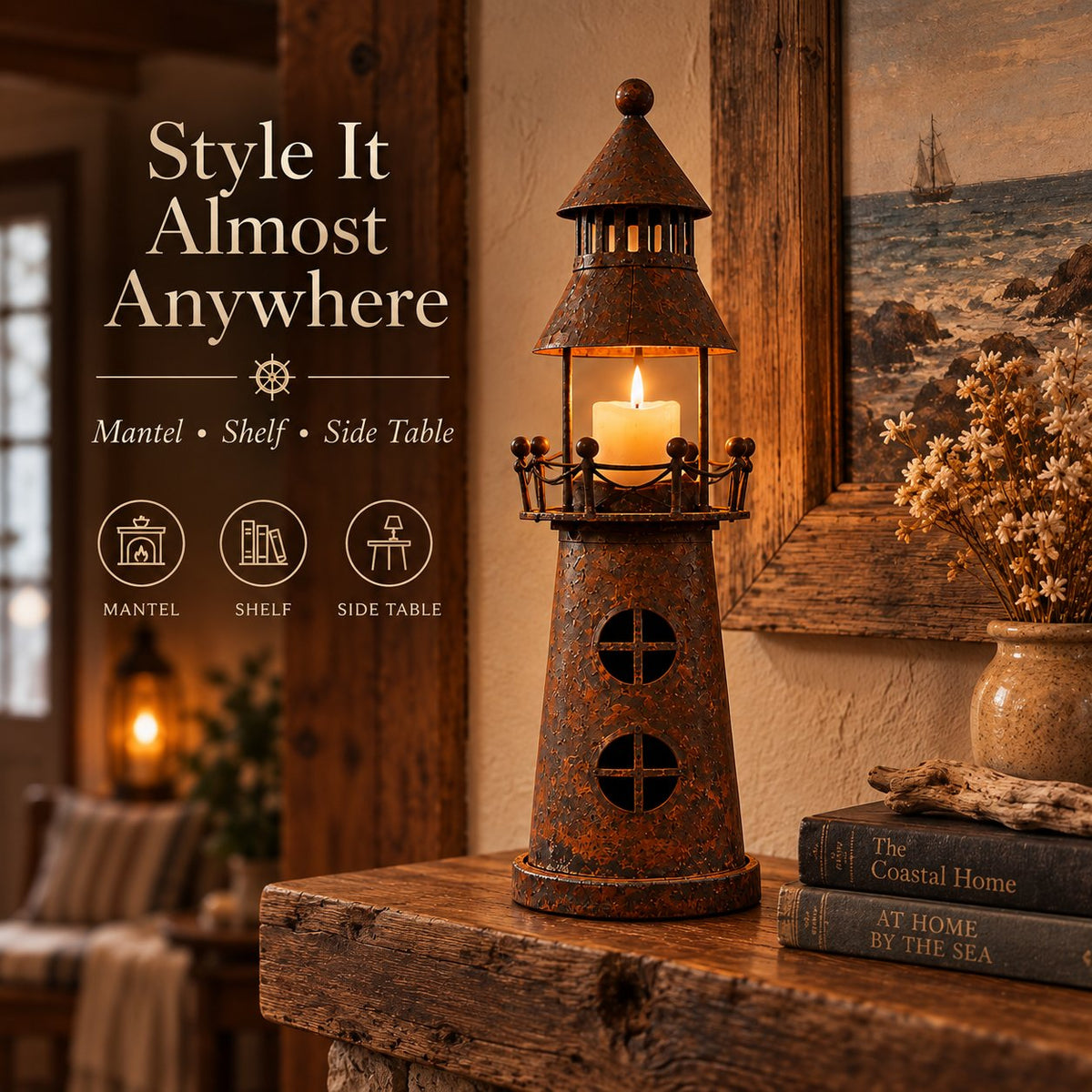 🕯️ Vintage Lighthouse Candle Lantern-Bring the Warm Glow of an Old Lighthouse Home
