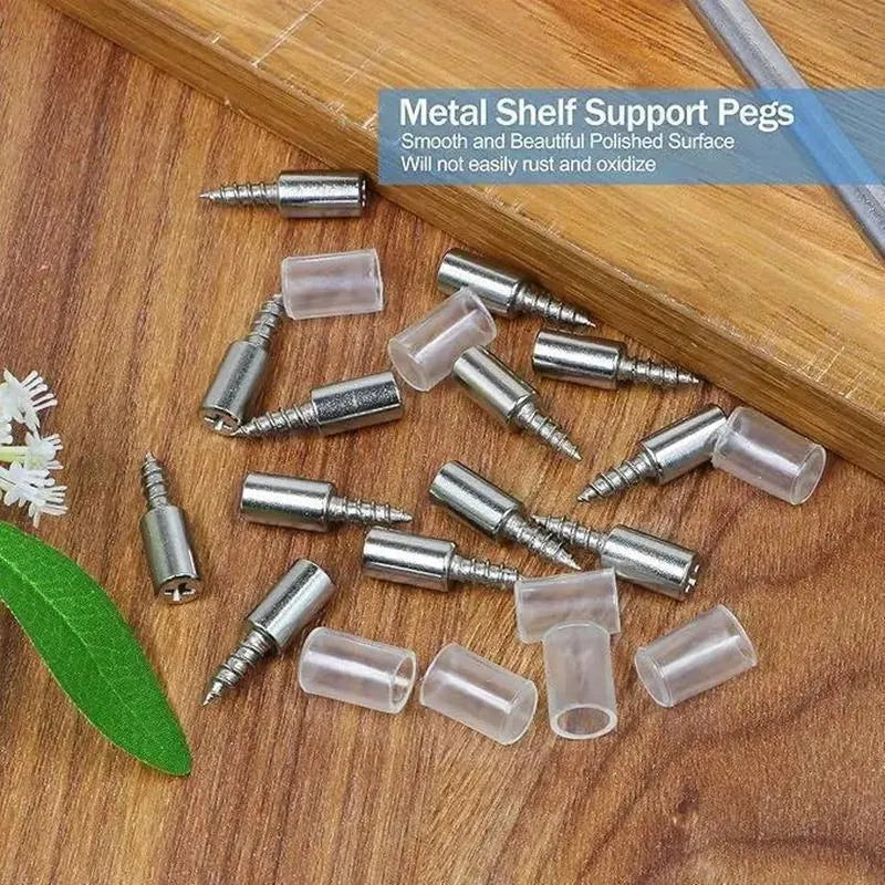 20-Pack Shelf Support Pegs 🔩 – Self-Tapping with Non-Slip Sleeves