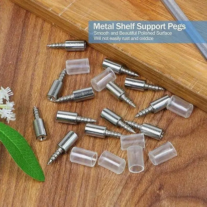 20-Pack Shelf Support Pegs 🔩 – Self-Tapping with Non-Slip Sleeves