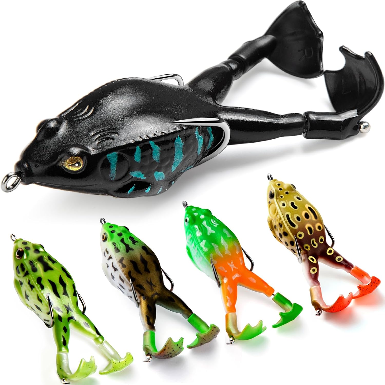 🔥 Save Over 50% Today! 🐸 Mixed-Color Weedless Frog Lures with 360° Propeller Feet