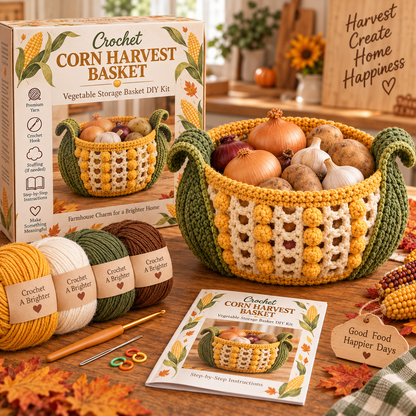 Golden Harvest corn crochet DIY basket kit