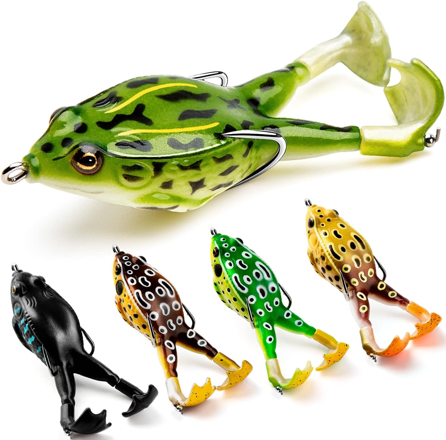 🔥 Save Over 50% Today! 🐸 Mixed-Color Weedless Frog Lures with 360° Propeller Feet