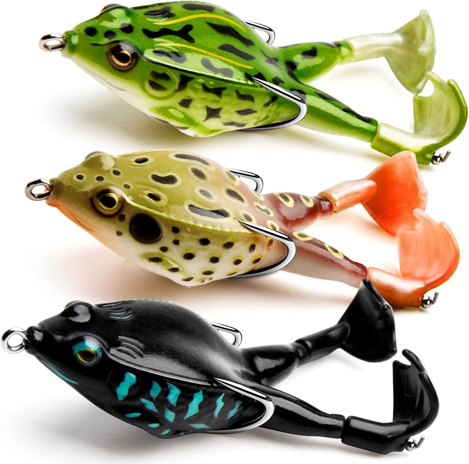 🔥 Save Over 50% Today! 🐸 Mixed-Color Weedless Frog Lures with 360° Propeller Feet
