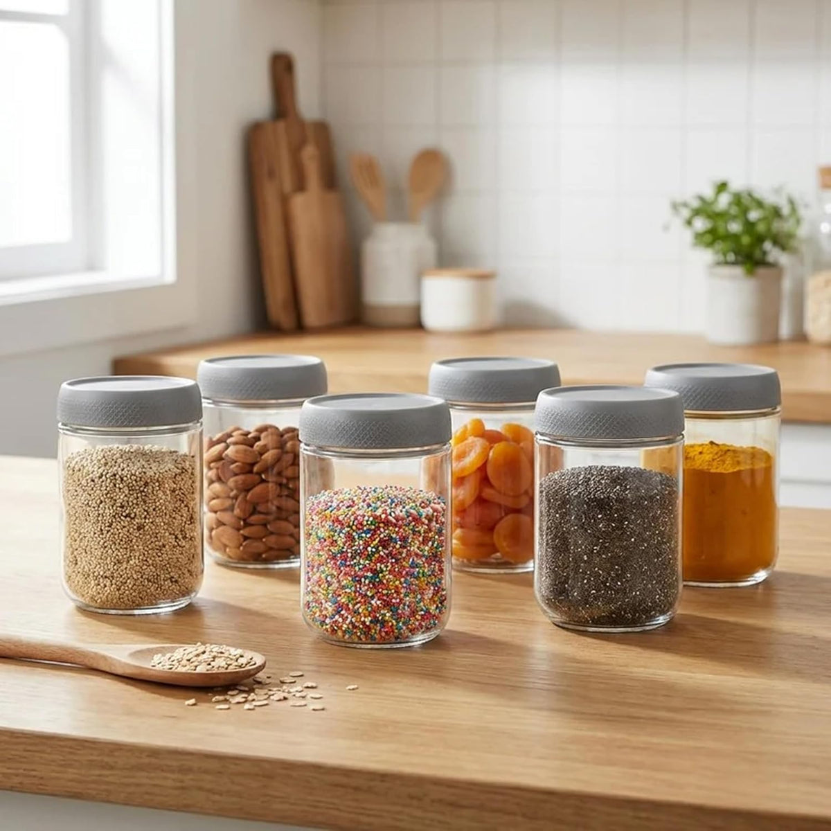 Storage Glass Jar Set Of 6 350 ml