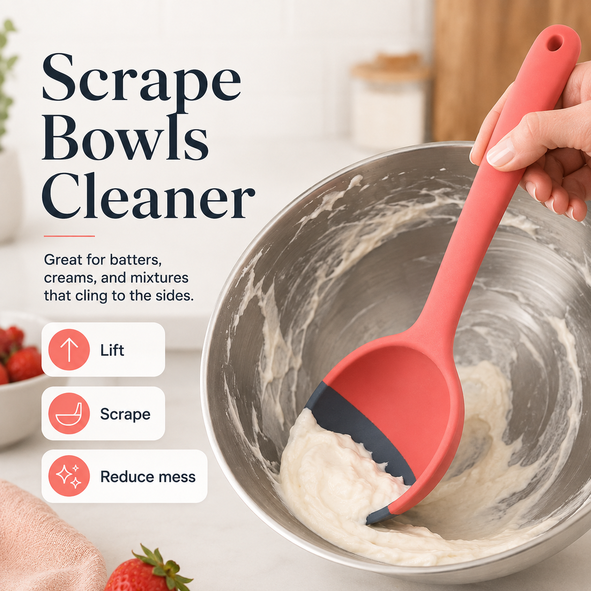 🥄 2-in-1 Silicone Cooking Spoon – Scoop, Scrape & Serve with Ease