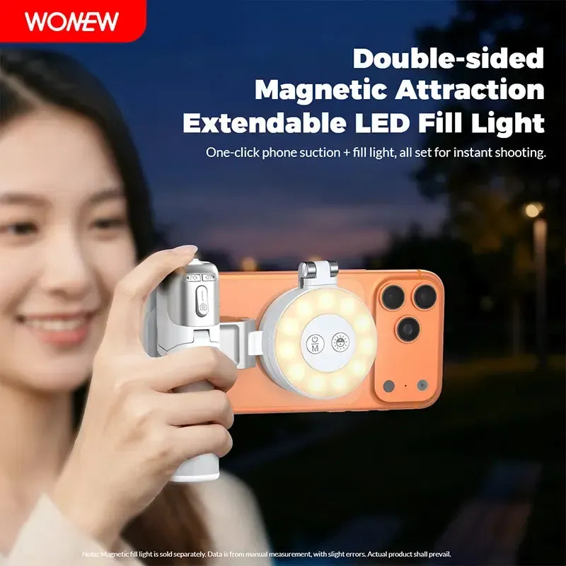 📸  Z3 Magnetic Selfie Stick Tripod – Zoomable Mini Palm Grip with Focus Adjustment Dial, 360° Rotation Stand, Bluetooth Remote & Universal MagSafe Phone Mount for Travel & Vlogging