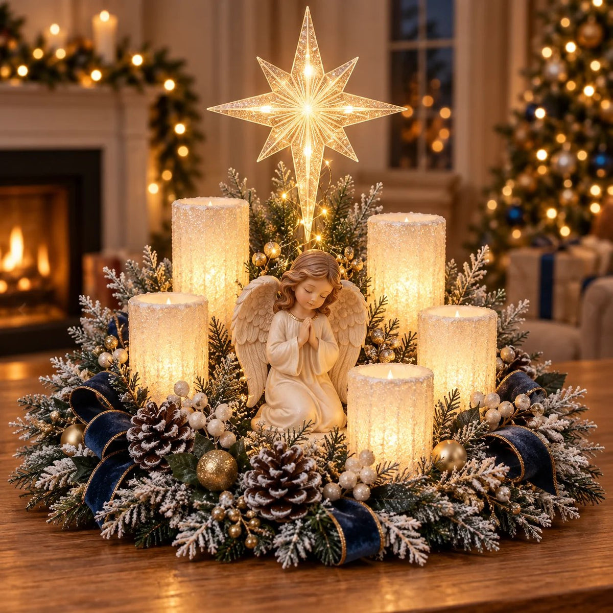 🎄 Glödande juldekoration med varmt, flamlöst ljus ✨🕯️