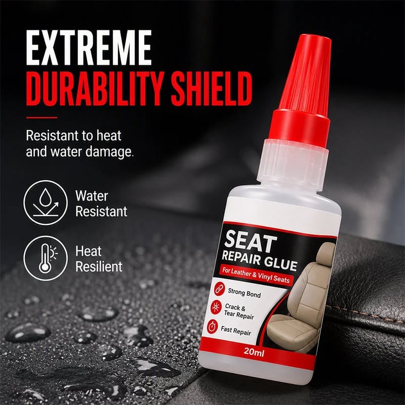 💯 Quick Dry Car Seat Leather Repair Glue‑ Precision Nozzle Vinyl & Leather Adhesive, Permanent Bond Repair Glue for Car Seats, Sofas & Leather Furnitures