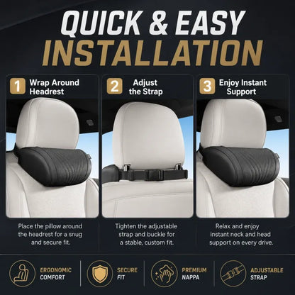 🚗💤Reduce fatigue while driving! Universal memory foam neck pillow for car – ergonomic headrest for long road trips.