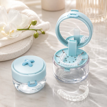 💯💧 50% OFF - Portable Retainer and Denture Cleaning Case with Magnetic Lifting Tray