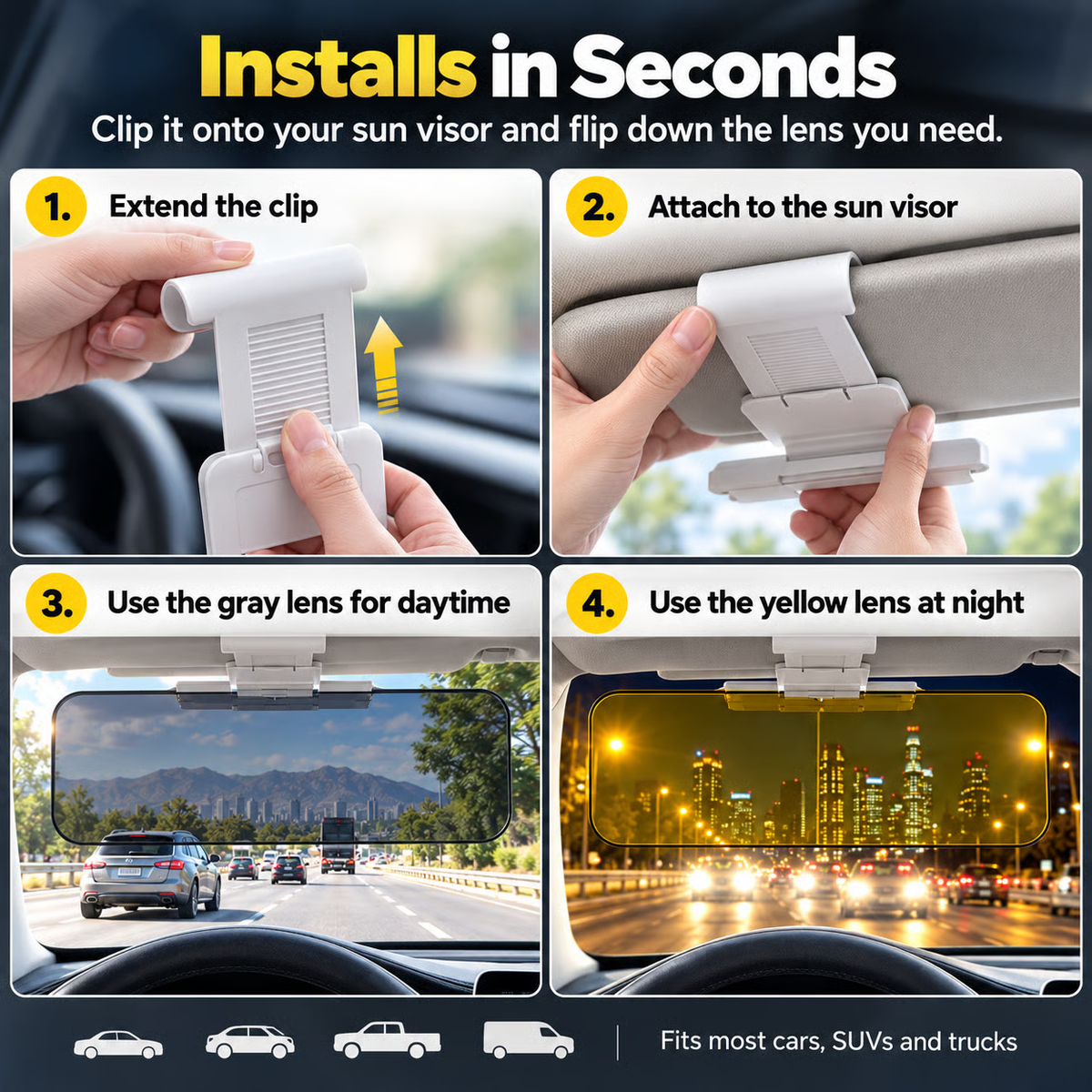 🚗Sun Visor for Car Universal Anti-Glare Polarized Visor Extender