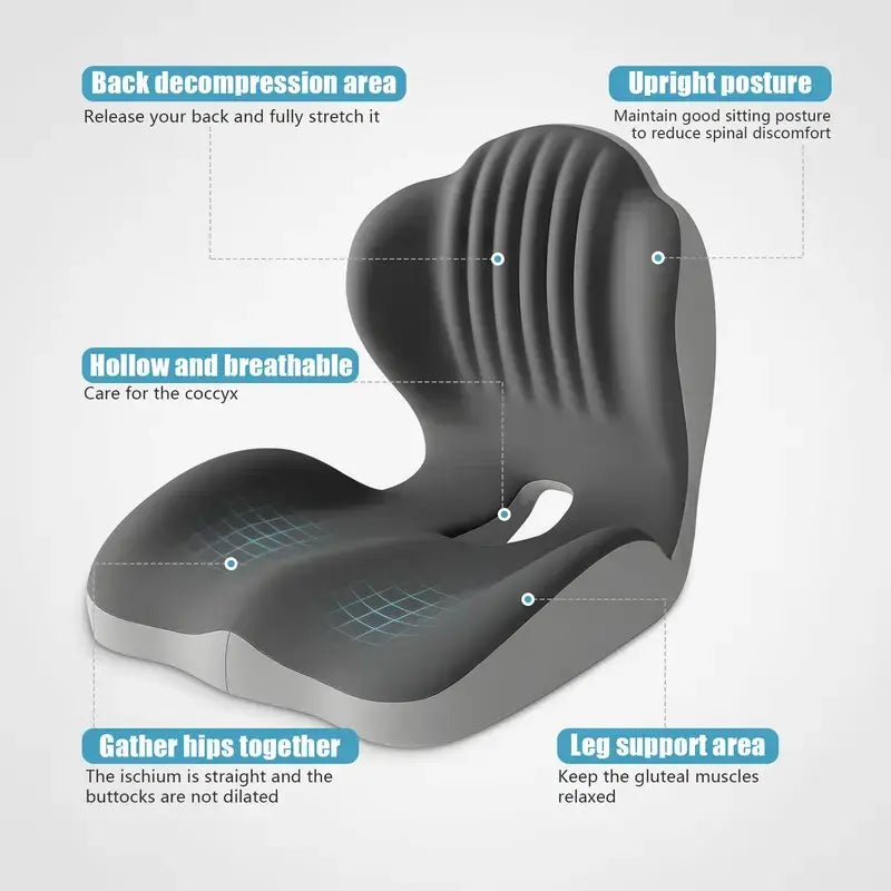 ❤️ Sit Better All Day – Contoured Memory Foam Seat & Lumbar Support Set for Pressure Relief